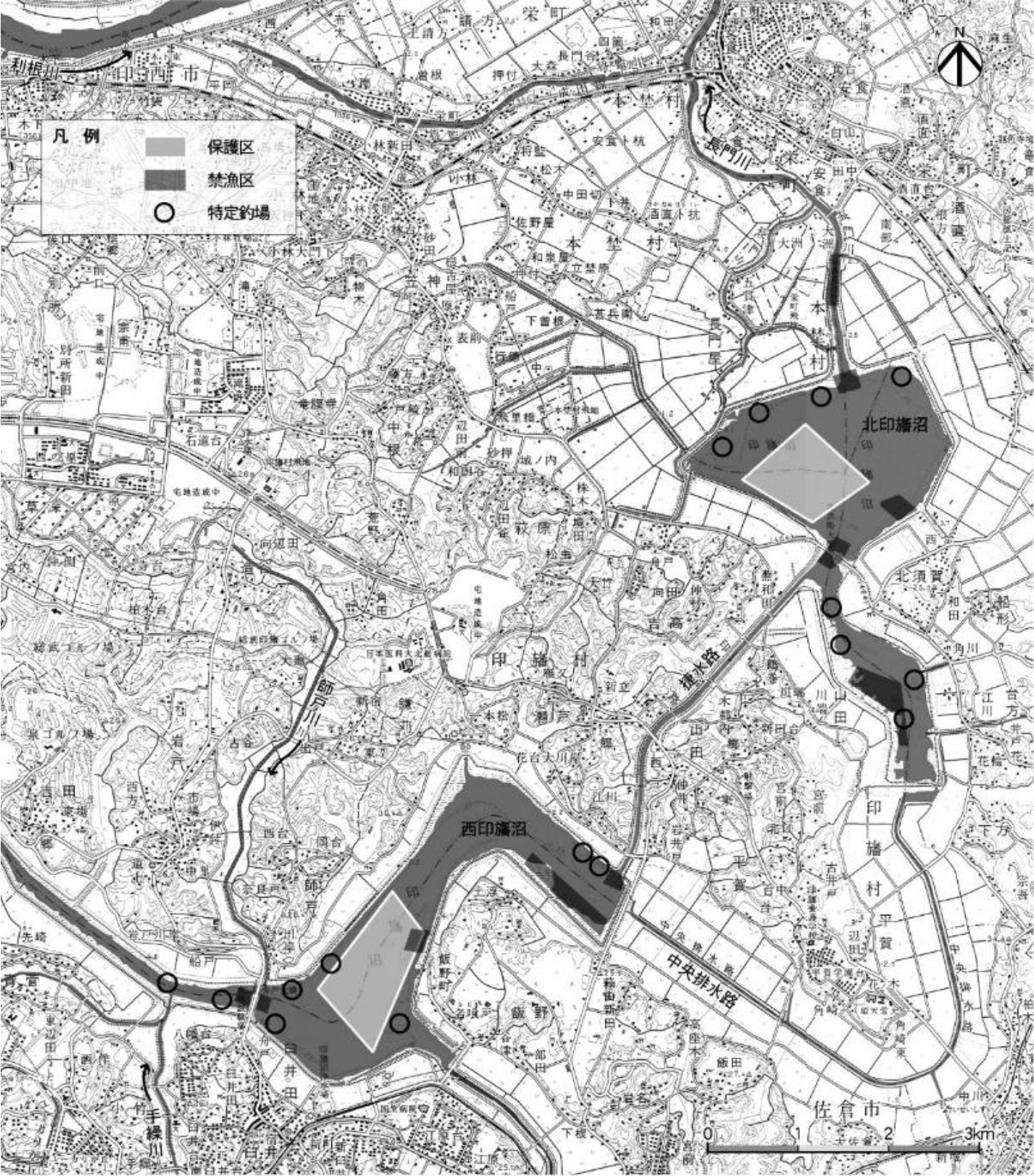 第2.4図 印旛沼における漁業関連水域